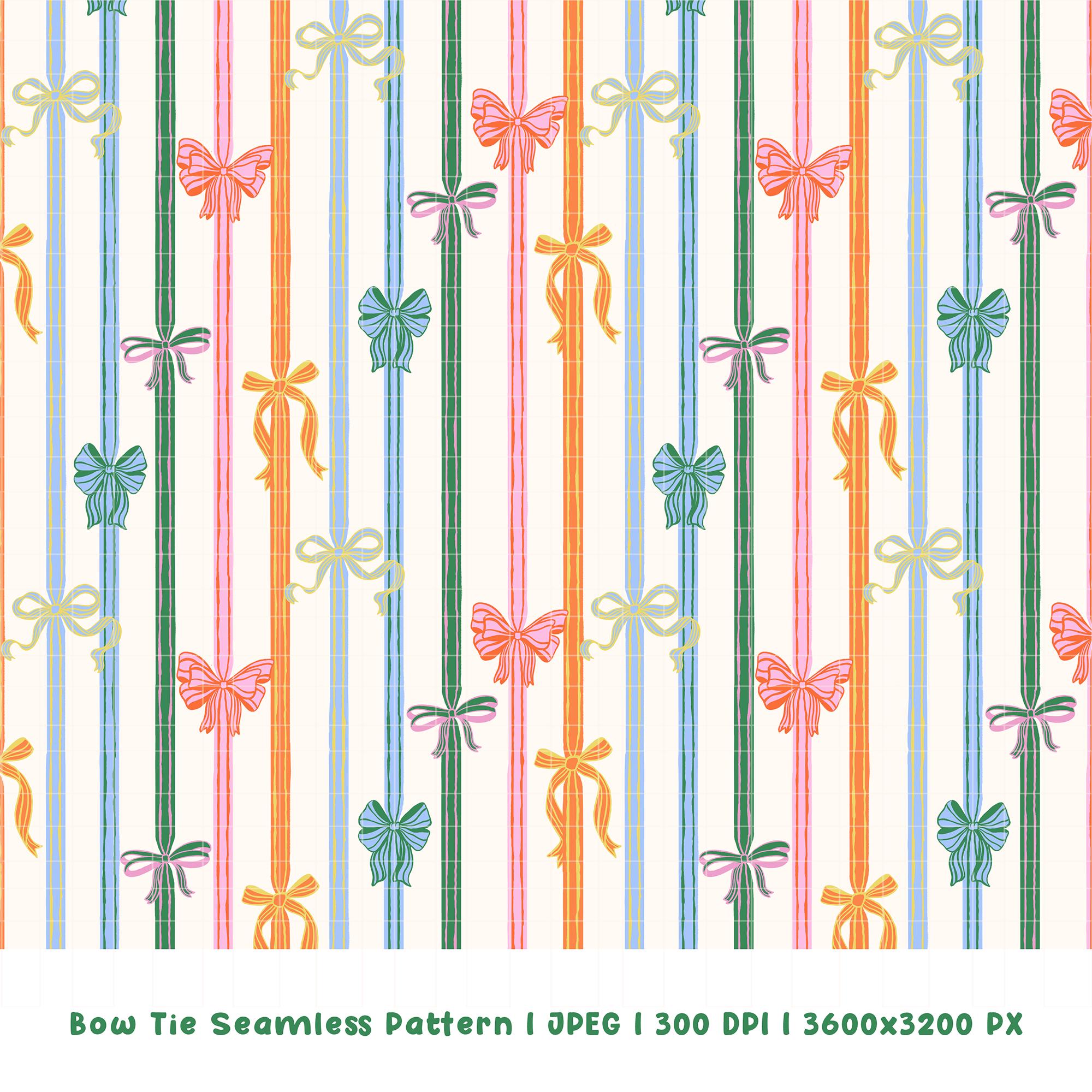 Colorful Ribbon Bow Pattern – Seamless Fabric Pattern, Pastel Stripe ...