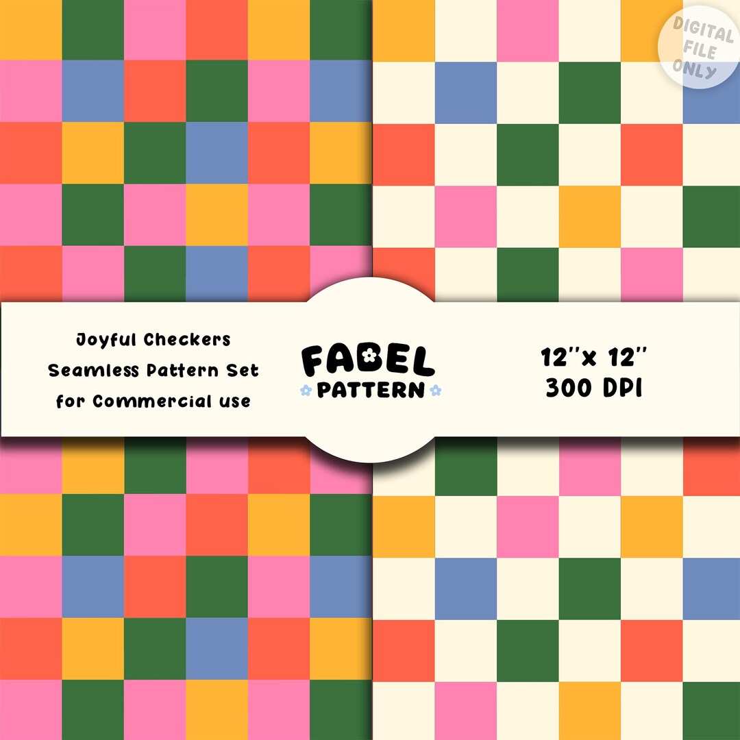 Colorful Checkerboard Seamless Patterns | Colorful Square Digital Paper ...