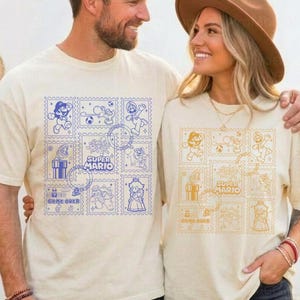 Mario And Friend Doodle Art Shirt Mario Galaxy Movie Shirt Disneyland Mario Video Games Shirt Epic Universe Family Matching Shirt 14 afbeelding 1