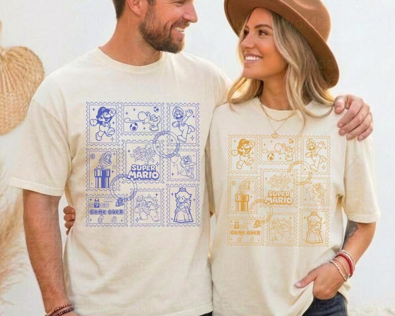 Mario And Friend Doodle Art Shirt Mario Galaxy Movie Shirt Disneyland Mario Video Games Shirt Epic Universe Family Matching Shirt 14 afbeelding 1