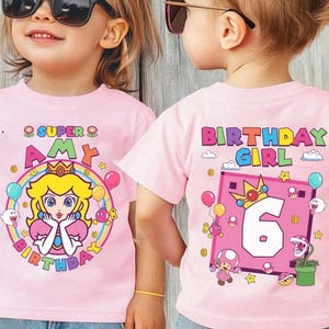 Custom Mario Princess Peach Birthday Shirt, Mario Galaxy Movie Shirt, Epic Universe Mario Family Shirt, Mario Luigi Birthday Theme Party -1 image 4