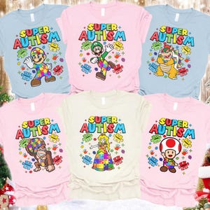 Super Mario Autism Shirt Mario Autism Awareness Shirt Mario Tee Autism Super Mario Family Matching Shirt Disneyland Shirt 01 image 3