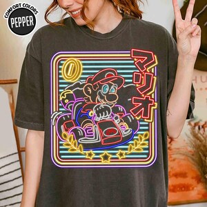 Super Mario Neon Kart Shirt, Super Mario Kart Shirt, Mario Galaxy Movie Shirt, Mario Video Game Shirt, Epic Universe Family Shirt 04 image 2