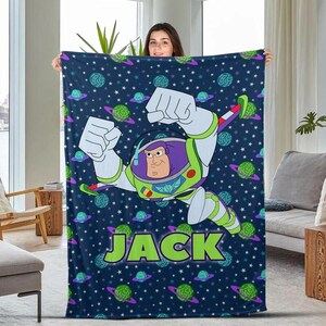 Personalized Toy Story Fleece Blanket, Woody And Buzz Lightyear Blanket, Toy Story To Infinity and Beyond Blanket, Disneyland Throw Blanket image 2