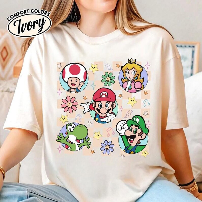 Super Mario Shirt Mario Game Gaming Shirt, Mario Tee, Mario Luigi Princess Peach Shirt, Disneyland Family Matching Shirt -1 image 3