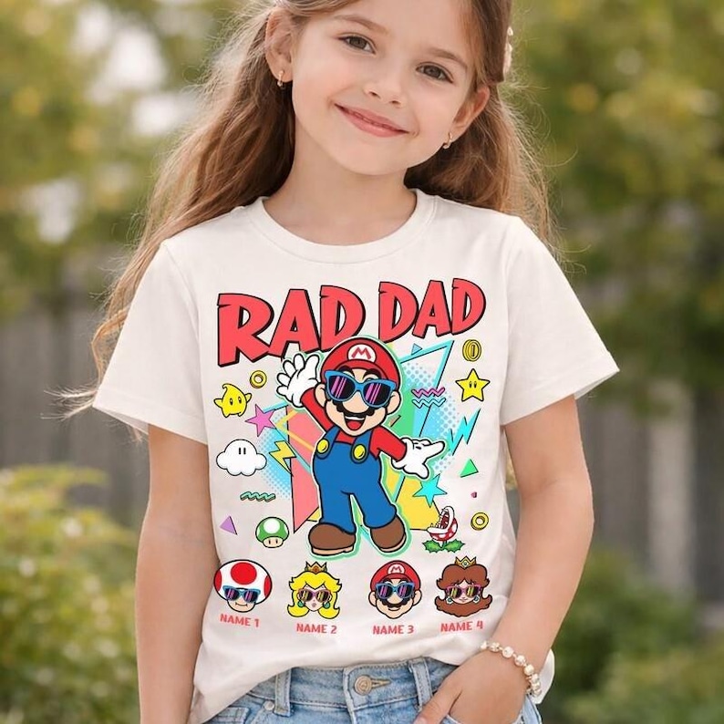 Camiseta personalizada de Disneyland Super Mario Rad Dad, camiseta de la película Mario Galaxy, camiseta del Día del Padre, camiseta a juego de Disneyland para padre e hijo (03) imagen 1