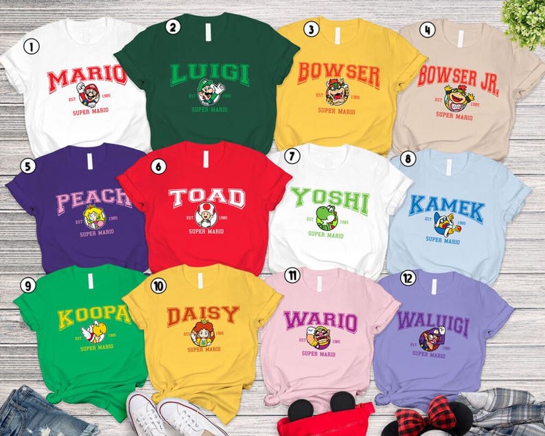 Personalized Super Mario Character Shirt, Custom Epic Universe Shirt, Mario Galaxy Movie Tee, Disneyland Family Group Matching Shirt 06 image 2
