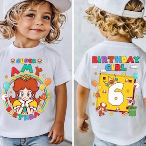 Custom Mario Princess Daisy Birthday Shirt, Mario Galaxy Movie Shirt, Epic Universe Mario Family Shirt, Mario Party Birthday Girl Gift -6 Bild 1