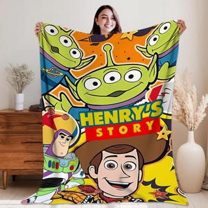 Personalized Toy Story Blanket, Jessie Woody Buzz Lightyear Fleece Blanket, Throw Blanket For Bed Sofa, Disneyland Movie, Birthday Gifts immagine 2