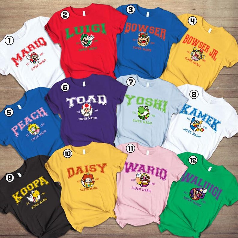Personalized Super Mario Character Shirt, Custom Epic Universe Shirt, Mario Galaxy Movie Tee, Disneyland Family Group Matching Shirt 06 image 1