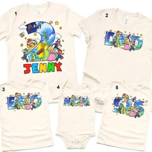 Camiseta personalizada de cumpleaños de Super Mario, camisetas familiares de cumpleaños de Mario, camiseta de Mario, camiseta a juego de cumpleaños de Mario de Disneyland 00 imagen 2