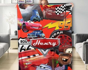 Personalized Disneyland Cars Characters Fleece Blanket, Lightning McQueen Tow Mater Blanket, Disneycars Blanket, Birthday Boy Girl Gift