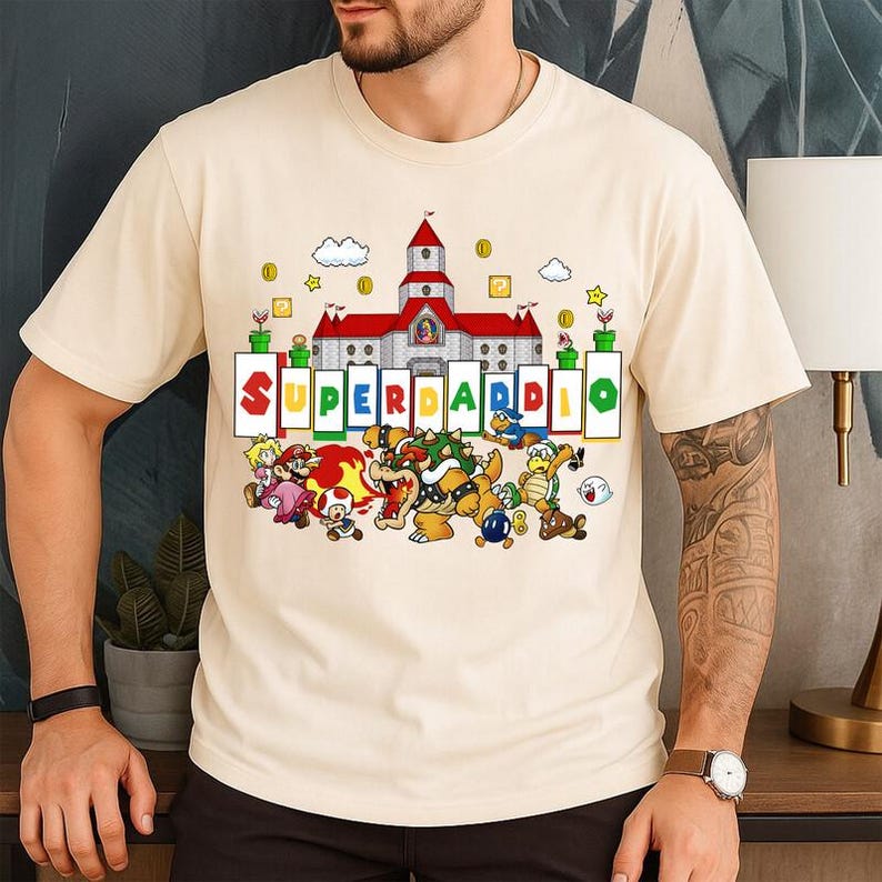 Super Daddio Shirt, Super Mario Dad Shirt, Epic Universe Shirt, Mario Galaxy Movie Tee, Disneyland Mario Family Matching Tee, Father Day Tee bild 2