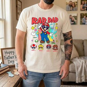 Personalized Disneyland Super Mario Rad Dad Shirt, Mario Galaxy Movie Shirt, Father's Day Shirt, Disneyland Dad And Son Matching Shirt afbeelding 2