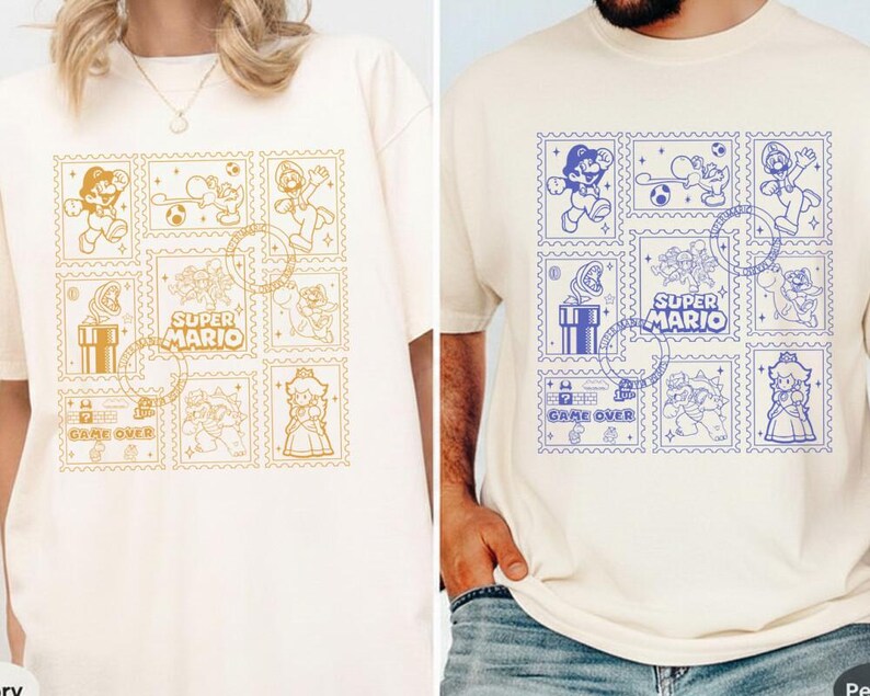 Mario And Friend Doodle Art Shirt Mario Galaxy Movie Shirt Disneyland Mario Video Games Shirt Epic Universe Family Matching Shirt 14 afbeelding 2