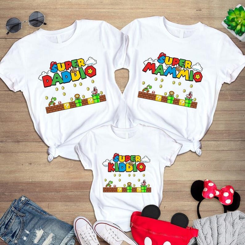 Personalized Super Daddio Mammio Kiddio Shirt Disneyland Mario Galaxy Movie Tee Epic Universal Shirt Disneyland Mario Family Matching Shirt image 1