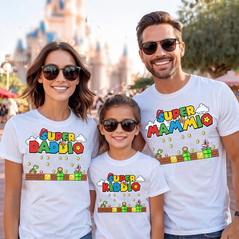 Personalized Super Daddio Mammio Kiddio Shirt Disneyland Mario Galaxy Movie Tee Epic Universal Shirt Disneyland Mario Family Matching Shirt image 2