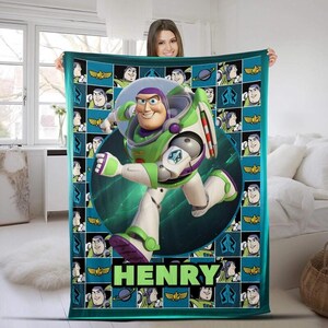 Personalized Toy Story Buzz Lightyear Blanket, Jessie Woody Fleece Blanket, Throw Fleece For Bed Sofa, Disneyland Movie, Birthday Gifts image 1