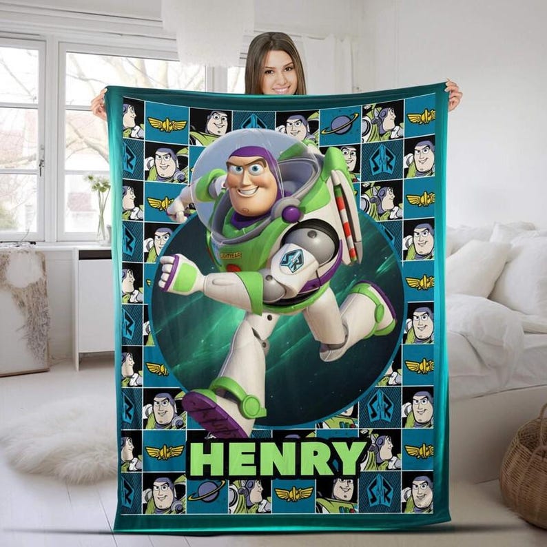 Personalized Toy Story Buzz Lightyear Blanket, Jessie Woody Fleece Blanket, Throw Fleece For Bed Sofa, Disneyland Movie, Birthday Gifts image 1