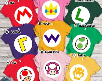 Camiseta de Super Mario, camiseta de la película Mario Galaxy, camiseta de la Princesa Peach de Mario Luigi, camiseta del Universo Épico de Mario, camiseta a juego para grupos familiares de Disneyland 04