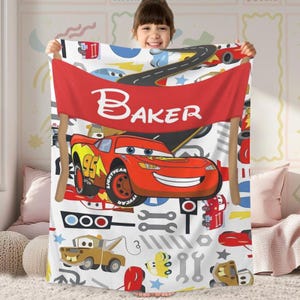 Personalized Disneyland Cars Characters Fleece Blanket, Lightning McQueen Tow Mater Blanket, Disneycars Blanket, Birthday Boy Girl Gift image 4