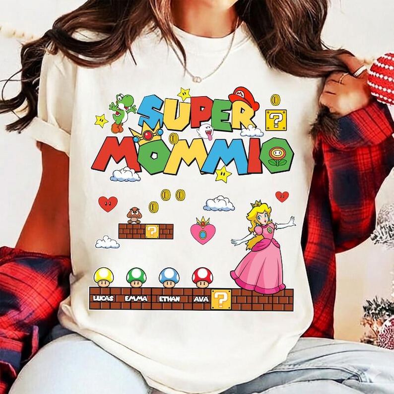 Personalized Super Mommio Shirt Mario Mother Day Shirt Mario Galaxy Movie Shirt Epic Universe Family Matching Tee Mother'S Day Gift 13 image 1
