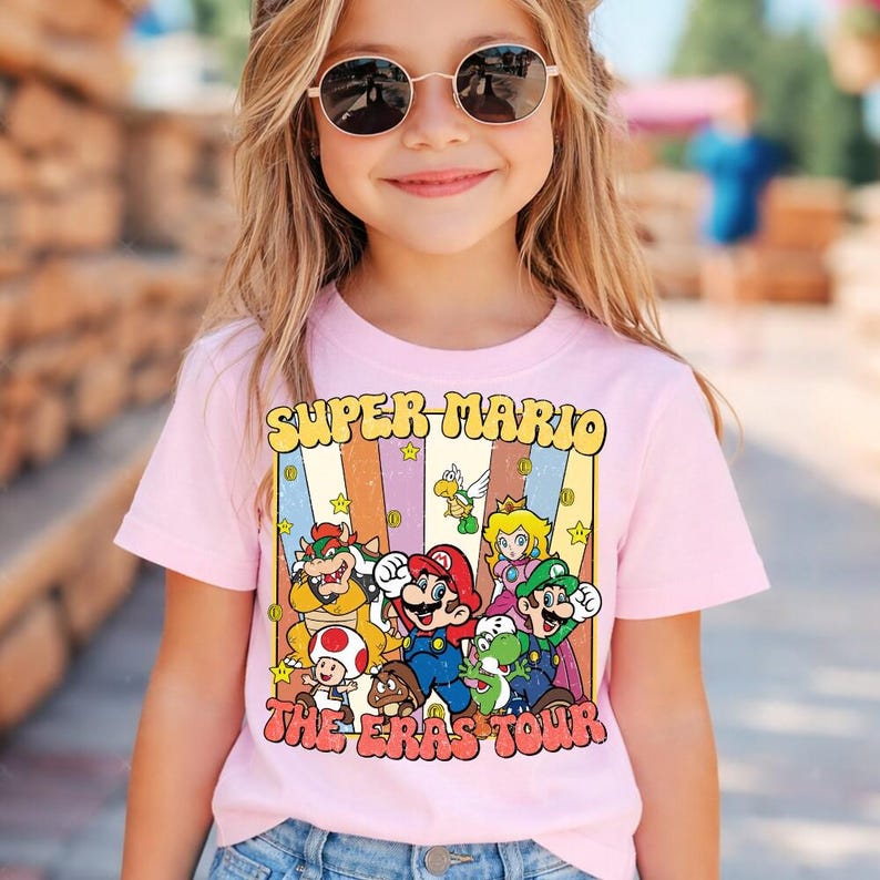 Super Mario Eras Style Shirt Super Mario Bros Vintage Shirt Mario Shirt Video Game Shirt Epic Universe Family Matching Tee image 2