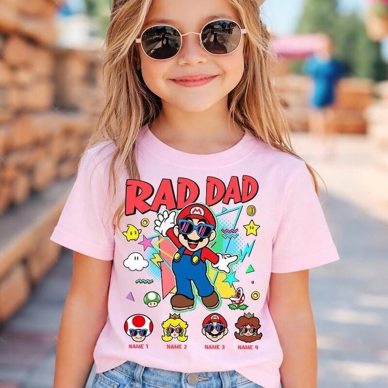 Camiseta personalizada de Disneyland Super Mario Rad Dad, camiseta de la película Mario Galaxy, camiseta del Día del Padre, camiseta a juego de Disneyland para padre e hijo (03) imagen 2
