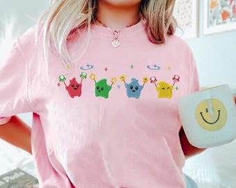 EMBROIDERED Mario Galaxy Luma Sweatshirt Tshirt Hoodie, Cute Star Luma Outfit, Super Mario Galaxy Embroidery shirt Gift, Gift for Him