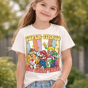 Super Mario Eras Style Shirt Super Mario Bros Vintage Shirt Mario Shirt Video Game Shirt Epic Universe Family Matching Tee image 1