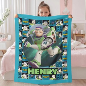 Personalized Toy Story Buzz Lightyear Blanket, Jessie Woody Fleece Blanket, Throw Fleece For Bed Sofa, Disneyland Movie, Birthday Gifts image 3