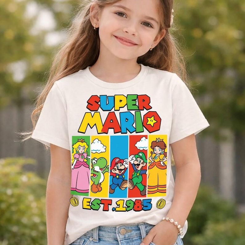 Cusotm Disneyland Mario Est 1985 Shirt, Mario Tee, Super Daddio Mommio Kiddo Shirt, Epic Universal Family Group Matching Tee 00 bild 1