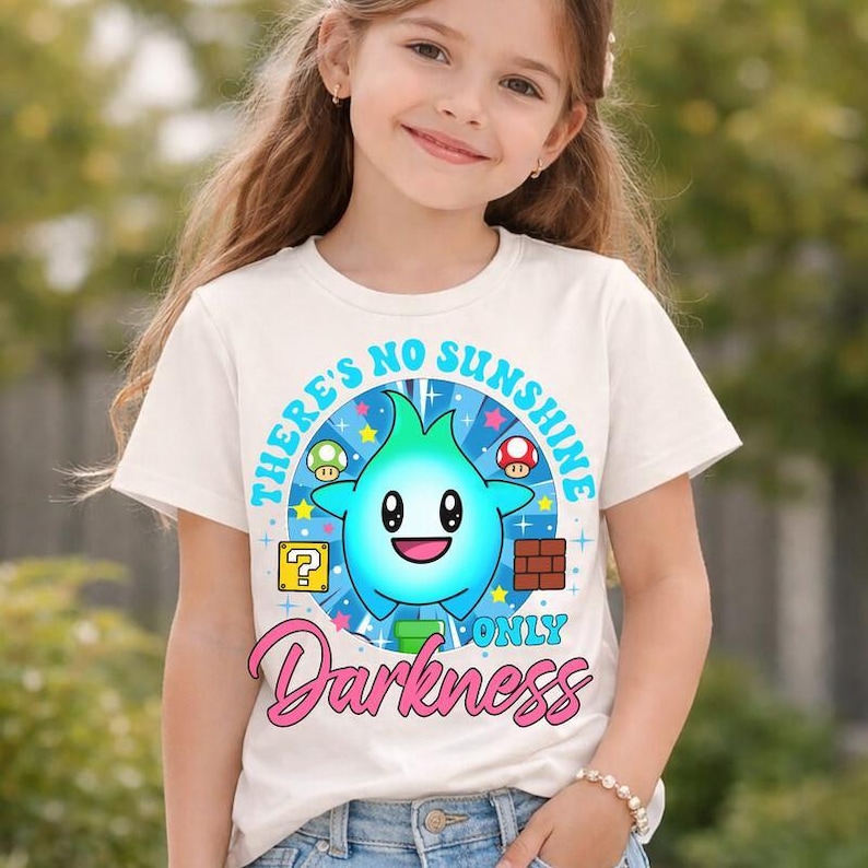 There's No Sunshine Only Darkness Shirt, Super Mario Lumalee Shirt, Luna Mario Shirt, Mario Galaxy Movie Shirt, Epic Universe Matching Tee image 1
