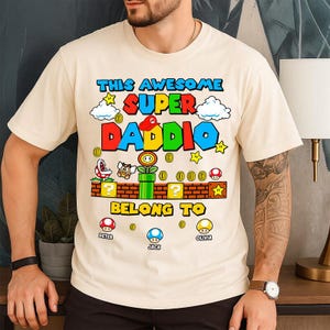 Custom Super Daddio Shirt, Personalized Super Mario Dad Shirt, Mario Galaxy Movie Tee, Disneyland Father's Day Shirt, Gift for Dad 06 image 2