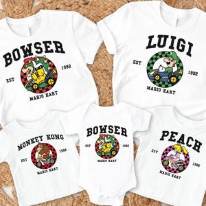All Characters Super Mario Kart Shirt, Personalized Super Mario Kart Shirt, Mario Galaxy Movie Shirt, Epic Universe Family Matching Shirt 36 画像 1