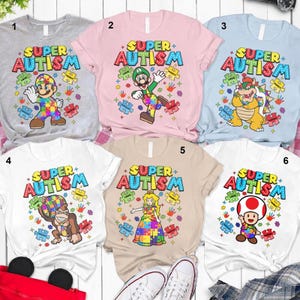 Super Mario Autism Shirt Mario Autism Awareness Shirt Mario Tee Autism Super Mario Family Matching Shirt Disneyland Shirt 01 image 2