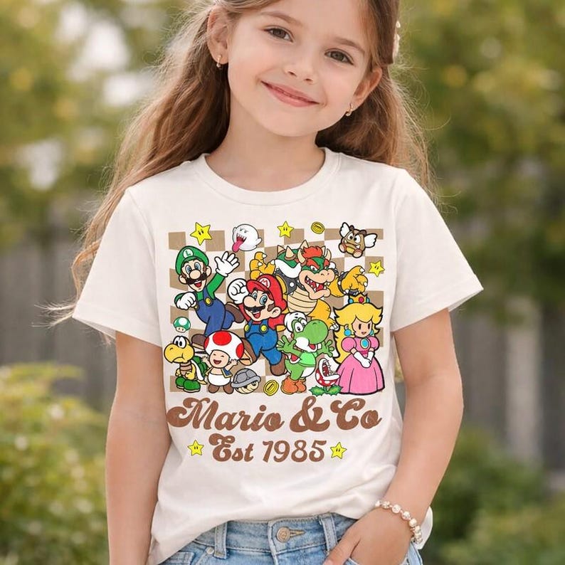 Disneyland Mario Est 1985 Shirt, Mario Galaxy Movie Shirt, Mario Luigi Princess Peach Shirt, Epic Universal Family Group Matching Tee 13 image 1