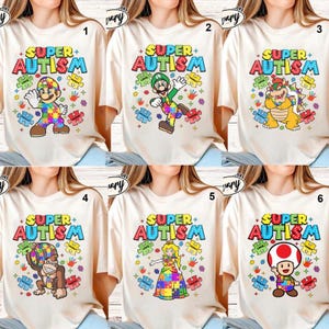 Super Mario Autism Shirt Mario Autism Awareness Shirt Mario Tee Autism Super Mario Family Matching Shirt Disneyland Shirt 01 image 1