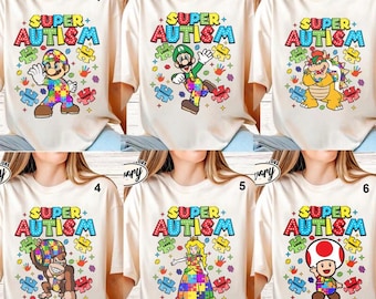 Super Mario Autism Shirt Mario Autism Awareness Shirt Mario Galaxy Movie Tee Autism Super Mario Family Matching Shirt Disneyland Shirt 01