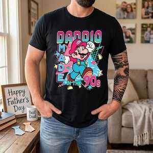 Daddio Made In The 90s Mario Shirt, Mario Galaxy Movie Shirt, Super Daddio Shirt, Father's Day Gifts, Epic Universe Family Shirt image 1