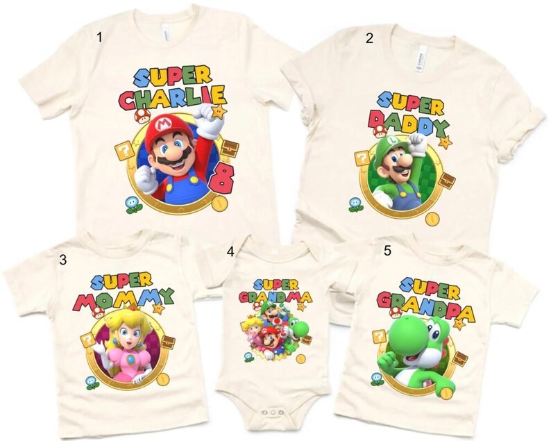 Chemise anniversaire Super Mario personnalisée, chemise film Mario Galaxy, chemise famille Mario univers épique, chemise assortie famille Mario Disneyland 06 image 2