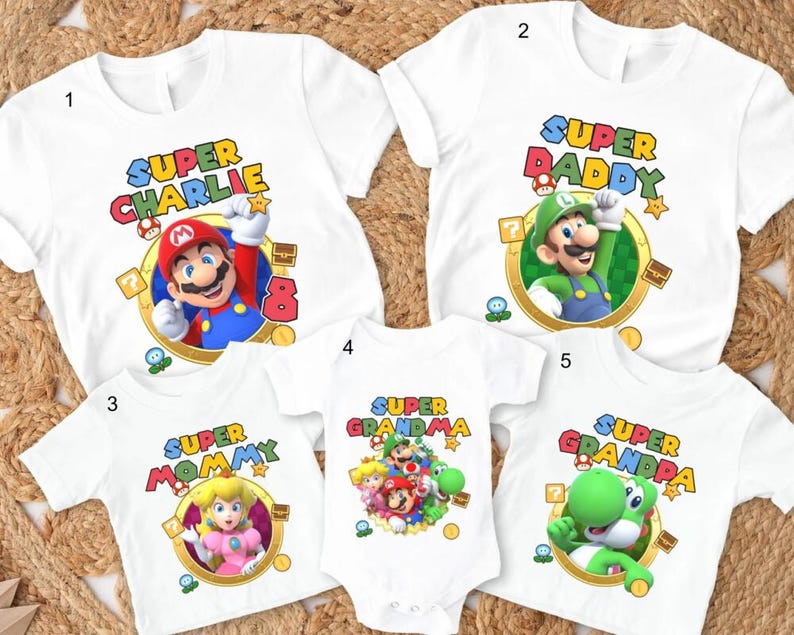 Chemise anniversaire Super Mario personnalisée, chemise film Mario Galaxy, chemise famille Mario univers épique, chemise assortie famille Mario Disneyland 06 image 1