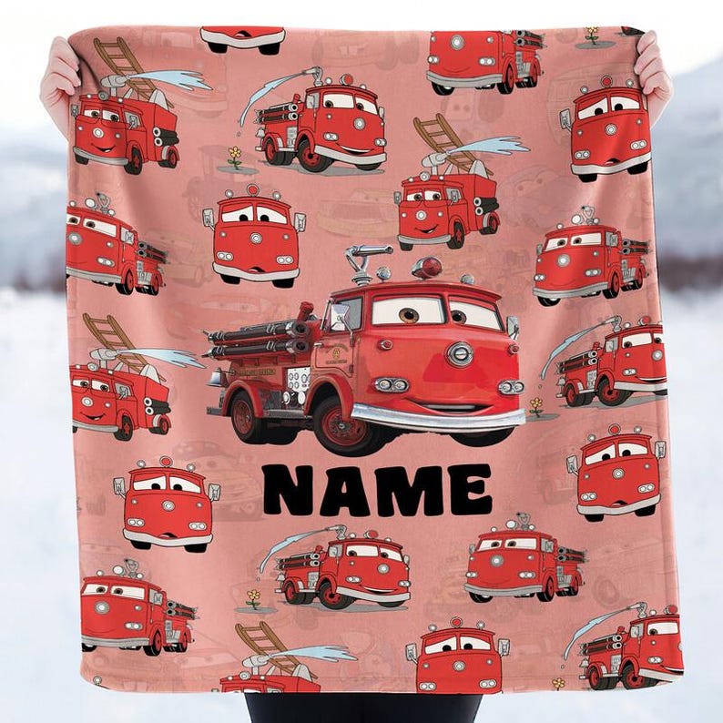 Custom Name Red Cars Fleece Blanket, Lightning McQueen Blanket, Baby Shower Gift, Disneyland Home Decor, Birthday Gift for Son and Daughter bild 3