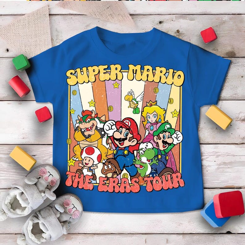 Super Mario Eras Style Shirt Super Mario Bros Vintage Shirt Mario Shirt Video Game Shirt Epic Universe Family Matching Tee image 3