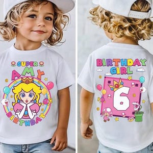 Custom Mario Princess Peach Birthday Shirt, Mario Galaxy Movie Shirt, Epic Universe Mario Family Shirt, Mario Luigi Birthday Theme Party -1 image 1