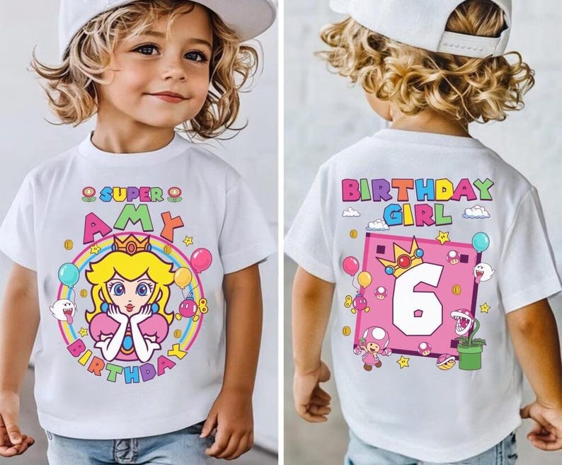 Custom Mario Princess Peach Birthday Shirt, Mario Galaxy Movie Shirt, Epic Universe Mario Family Shirt, Mario Luigi Birthday Theme Party -1 image 1