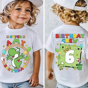 Custom Mario Yoshi Birthday Shirt, Super Mario Galaxy Movie Shirt, Epic Universe Mario Family Shirt, Mario Group Birthday Party Shirt -5 image 1