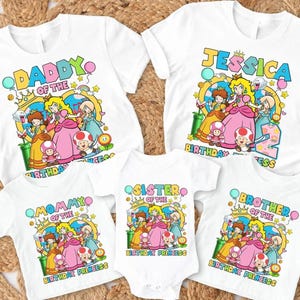 Disneyland Princess Peach Birthday Shirt Custom Mario Princess Birthday Shirt Mario Galaxy Movie Tee Disneyland Birthday Family Matching Tee image 1