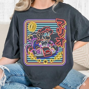 Super Mario Neon Kart Shirt, Super Mario Kart Shirt, Mario Galaxy Movie Shirt, Mario Video Game Shirt, Epic Universe Family Shirt 04 image 1