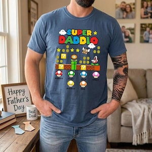 Personalized Super Daddio Shirt Super Mario Father Day Shirt Mario Galaxy Movie Shirt Epic Universe Family Matching Tee Father'S Day Gift bild 1
